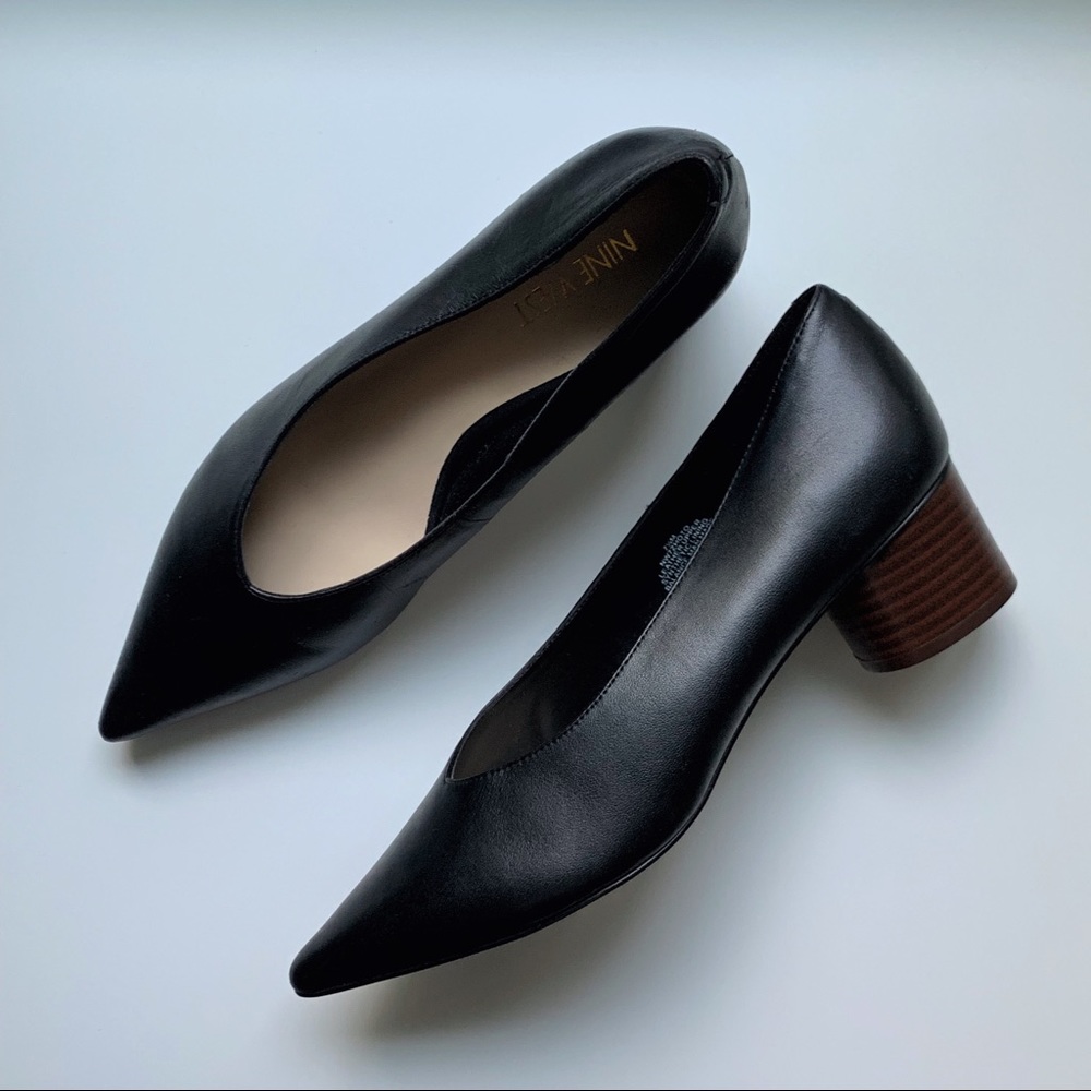 Never Worn! Nine West Leather Block Heels - Picture 2 of 7